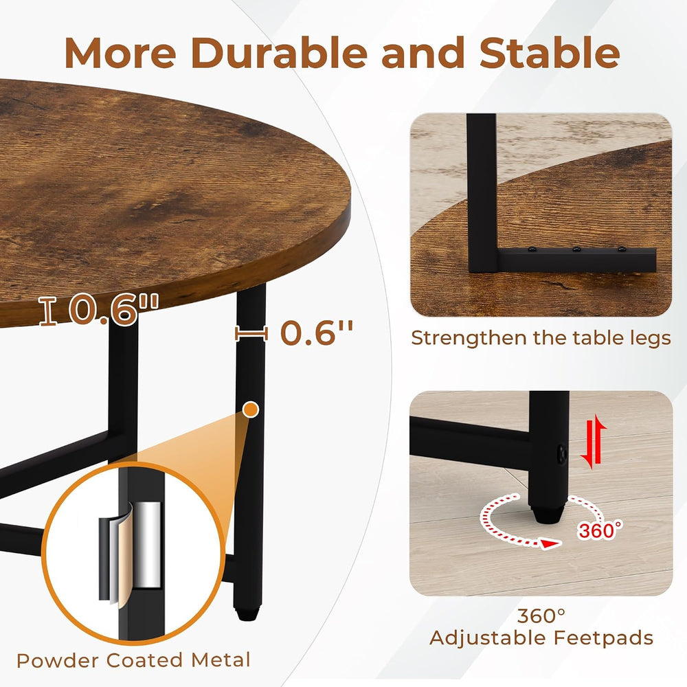 FAMIDGE Coffee Table, 31.5" Large Round Coffee Table for Living Room, Ce...