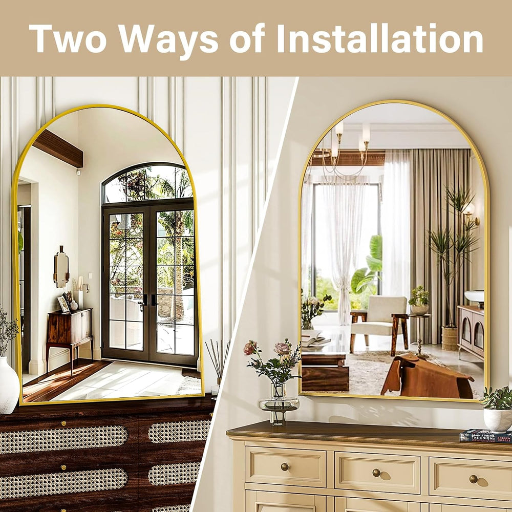 HARRITPURE Arched Wall Mirror 30"x40" Gold Arch Bathroom Vanity Mirror