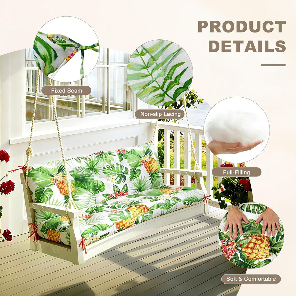Porch Swing Cushion with Backrest,Waterproof Bench Cushion for Outdoor Furnit...