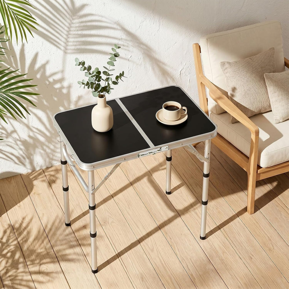 YUFIFAIRY Outdoor Side Table, 3 Height Adjustable Foldable Patio Side Table