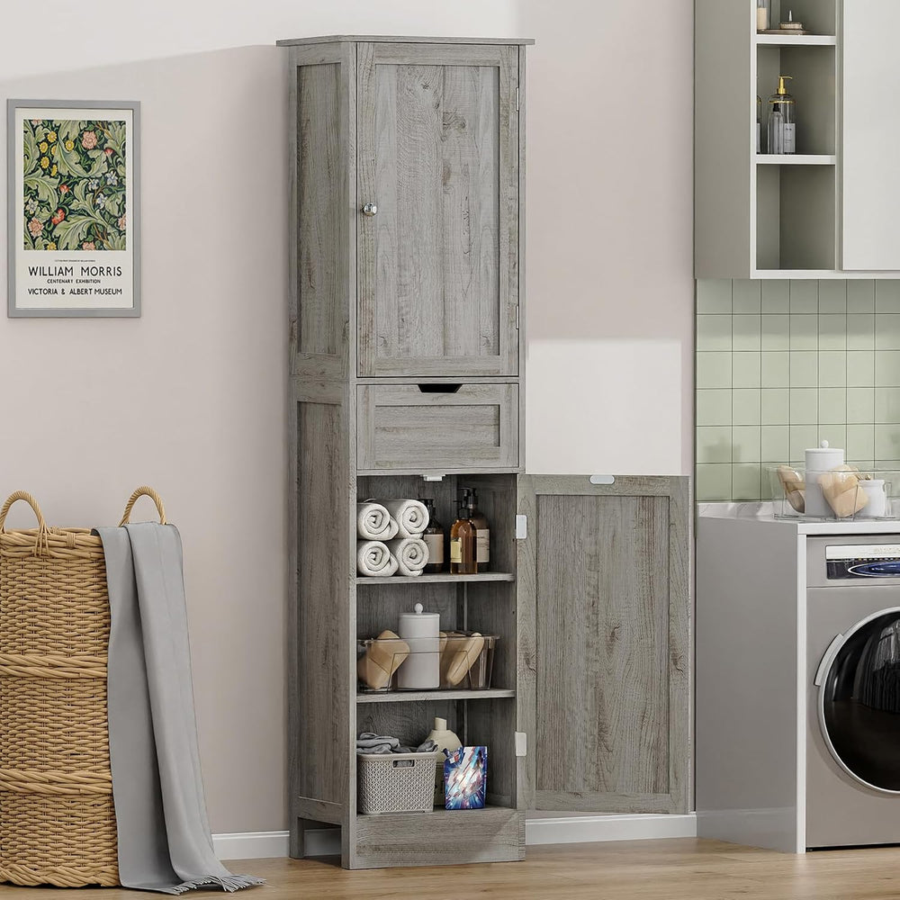 Iwell 66.9" Tall Bathroom Storage Cabinet with 2 Doors & 1 Drawer