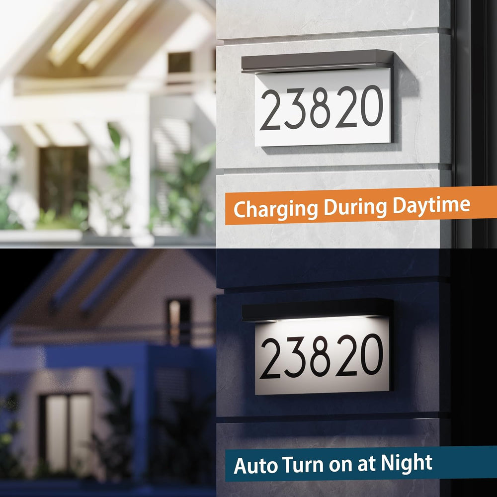 Solar Address Sign, Lighted House Numbers for Outside Waterproof