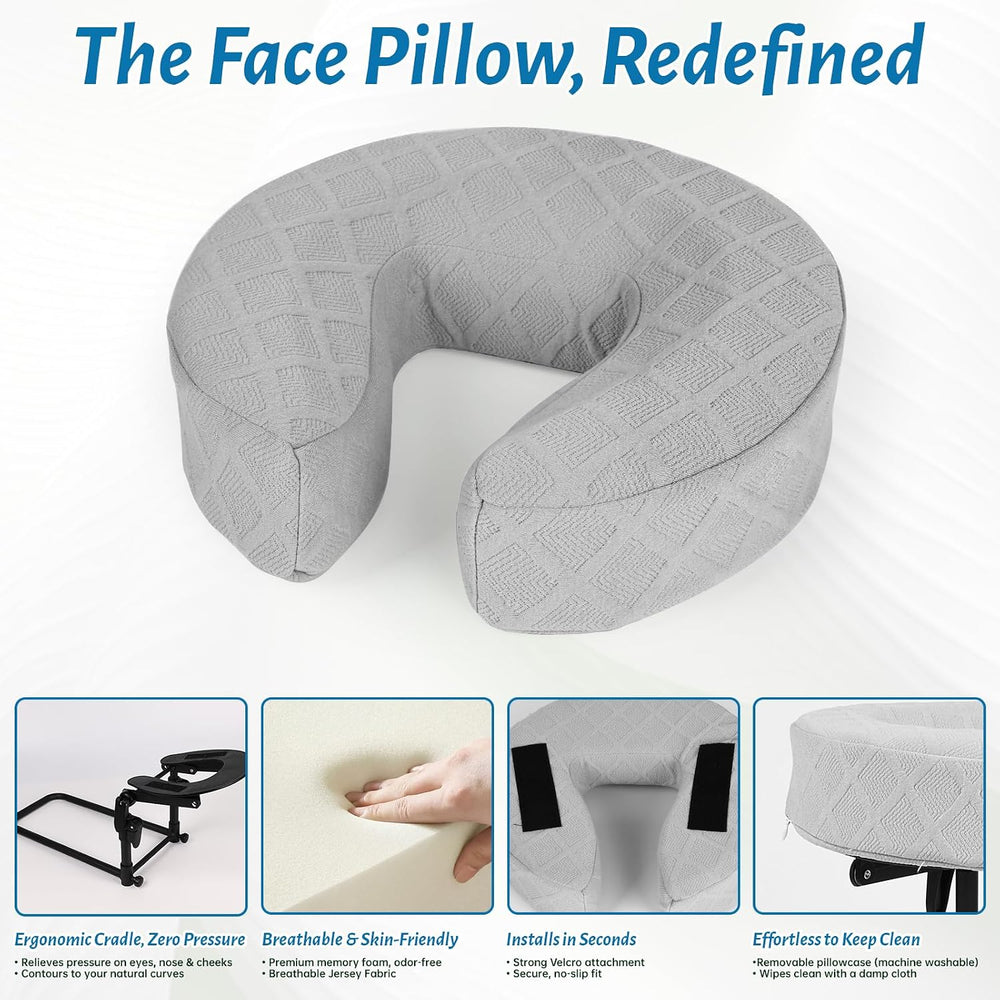 Portable Massage Headrest for Bed, Adjustable Face Cradle & Face Down Pil...