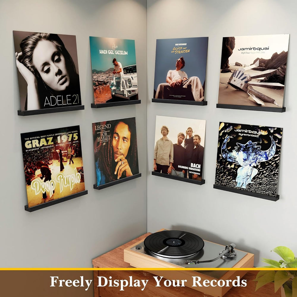 Emfogo Vinyl Record Shelf Wall Mount, Record Holder Wall, 12 inch Album Vinyl...