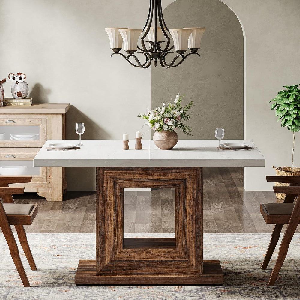 Tribesigns 47-Inch Farmhouse Dining Table for 4, White Kitchen Dinner Table w...