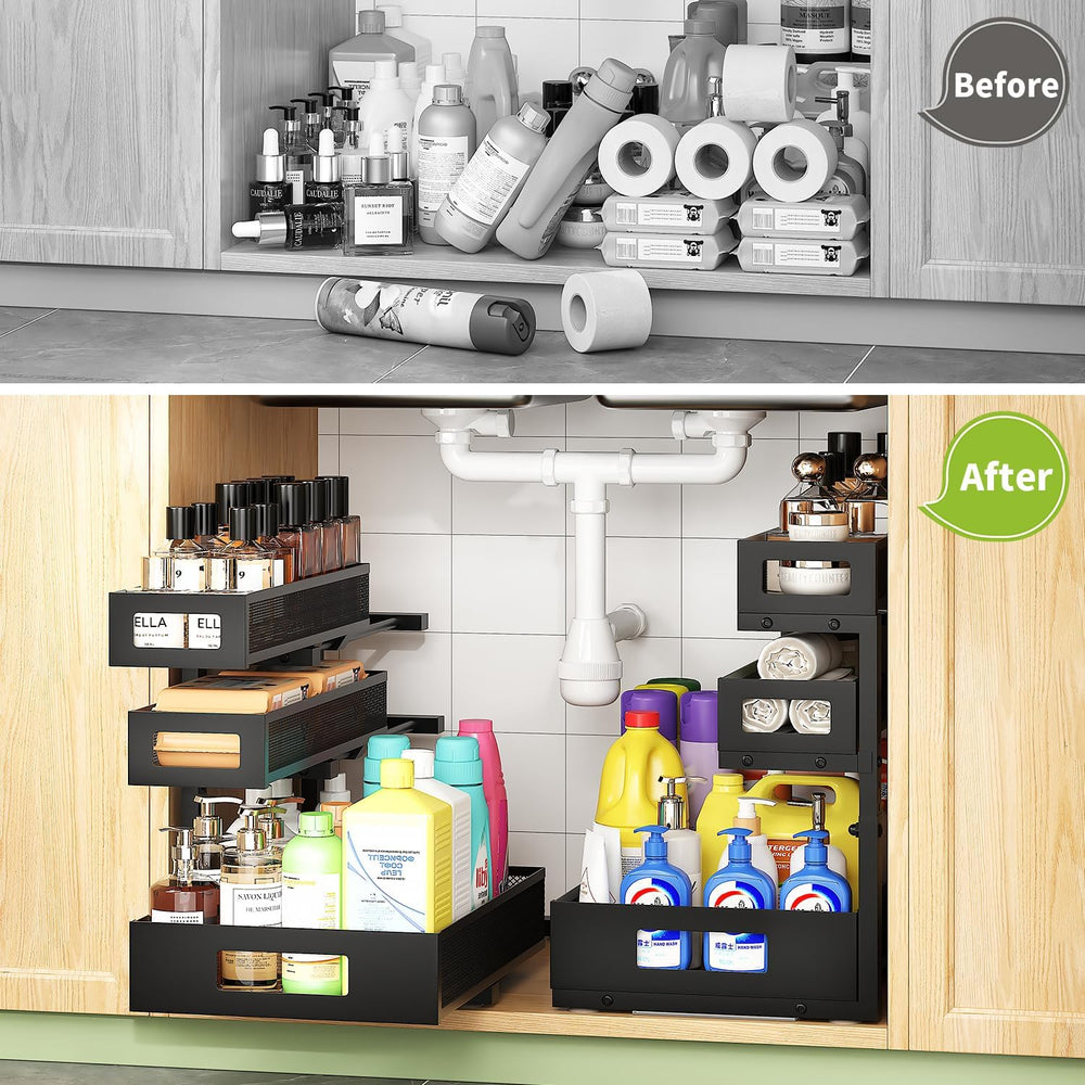 Under Sink Organizer,3-Tier Heavy Duty Pull out Cabinet Organizer Shelf