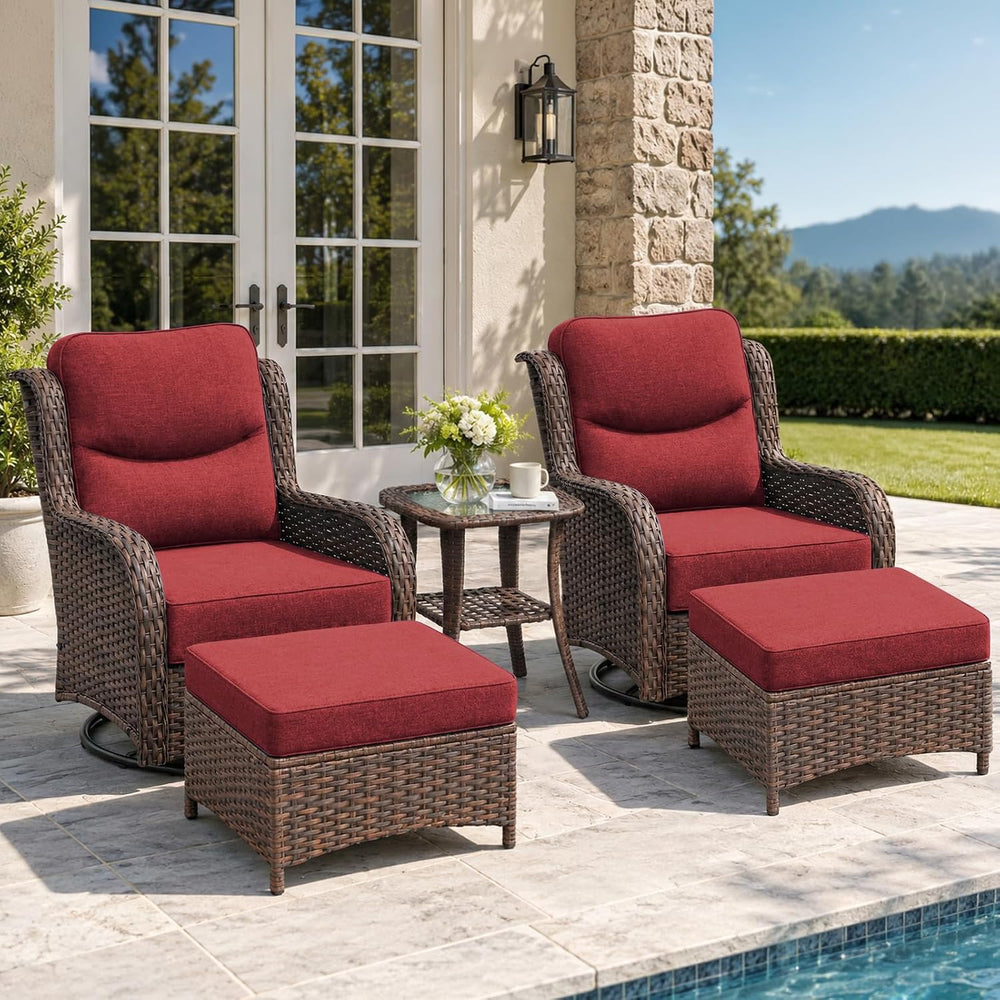 HILLGA 5-Piece Luxury Patio Furniture Set with 6" Thick Cushions, Weathe...