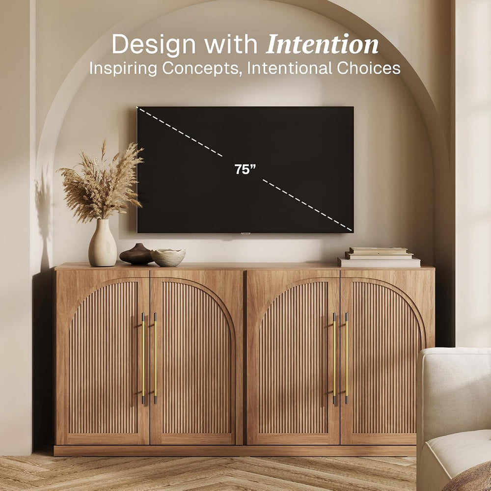 BELLEZE Jagger 65" Sideboard Buffet Cabinet - Camel