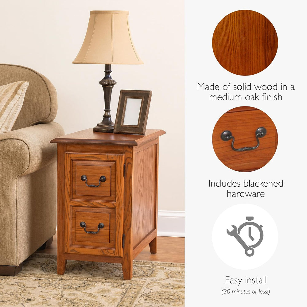 Leick Home Mission Cabinet End Table, 15", Medium Oak