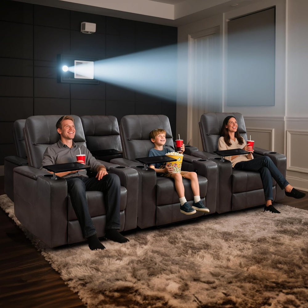 ANJ Power Recliner Chair Electric PU Leather Recliners Soft Home Theater Seat...