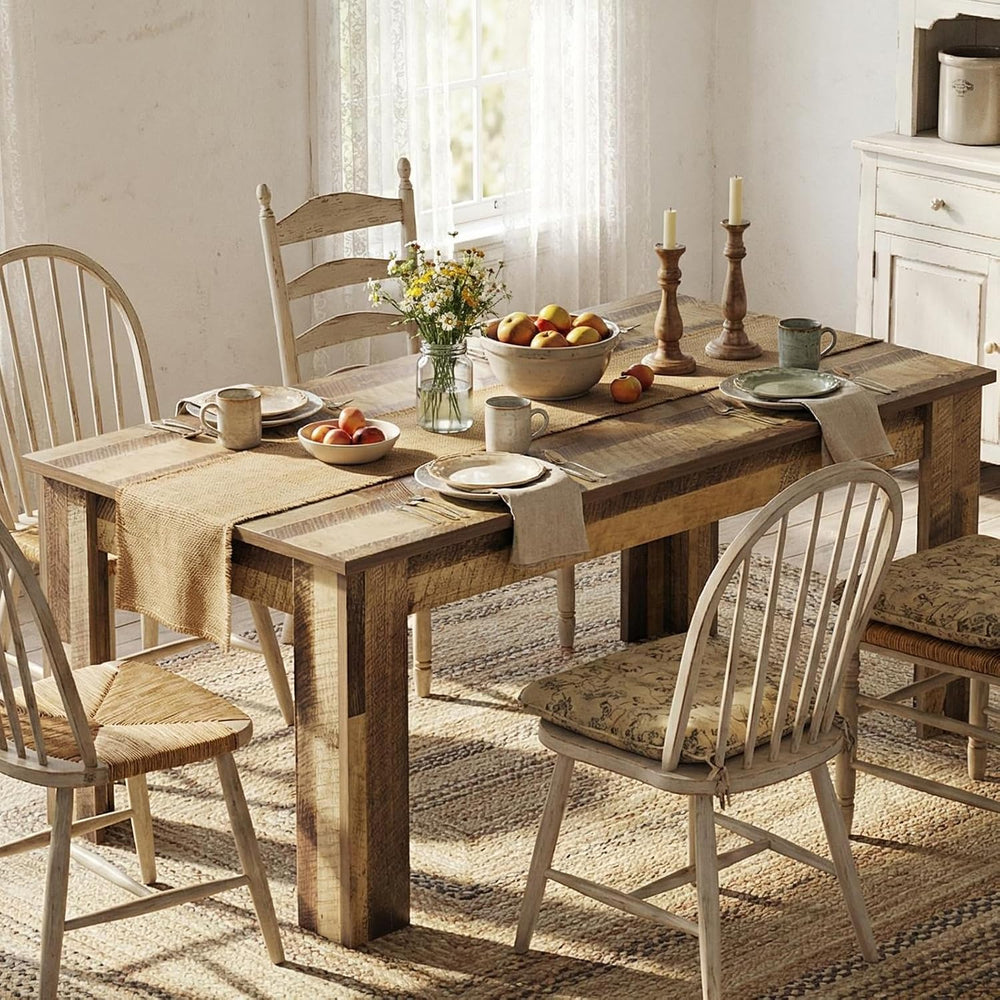 CABIHOME Dining Table for 4-6, 63" Inch Dining Tables for 4, Farmhouse L...