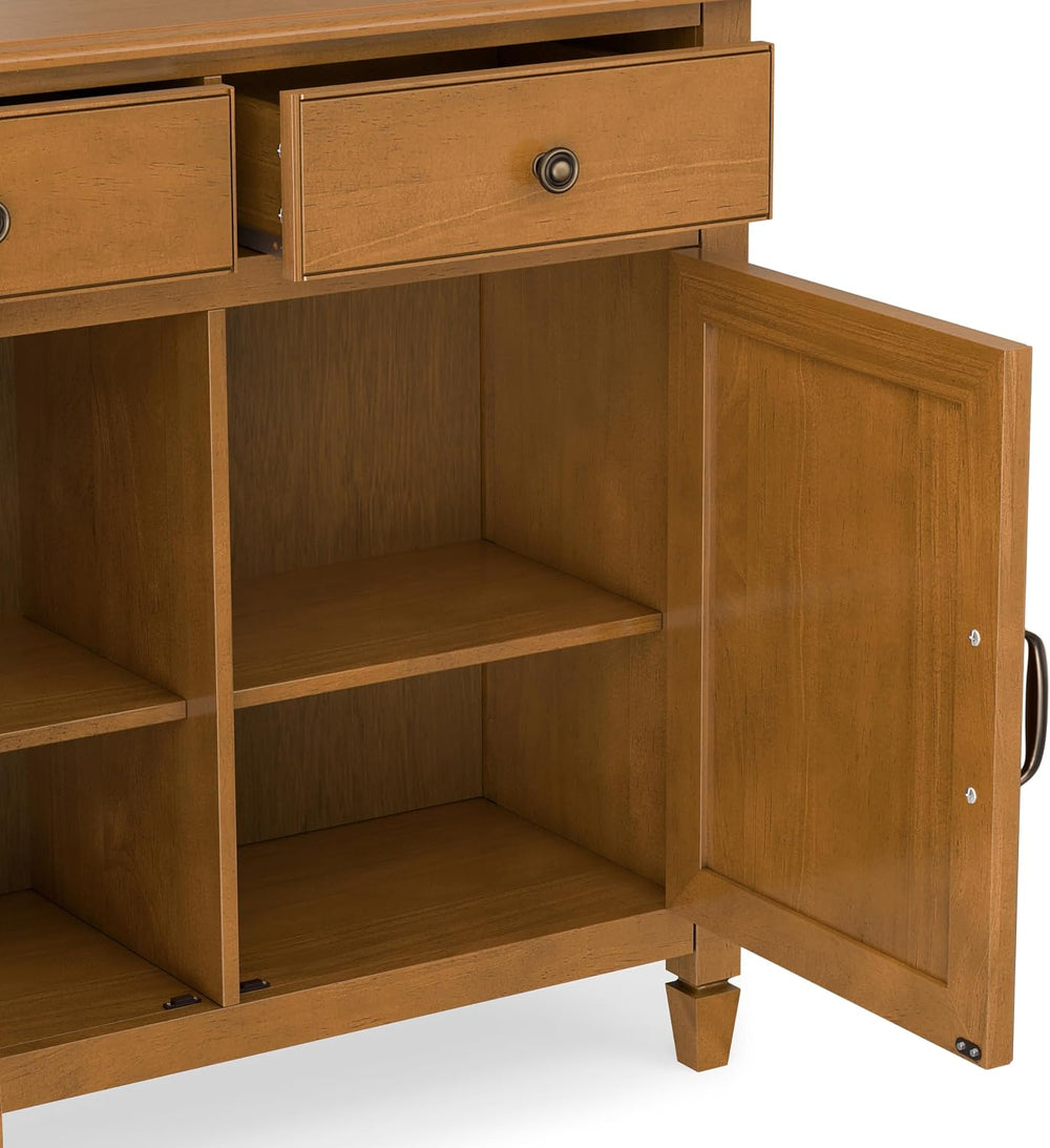 SIMPLIHOME Connaught 40" Solid Wood Cabinet in Light Golden Brown