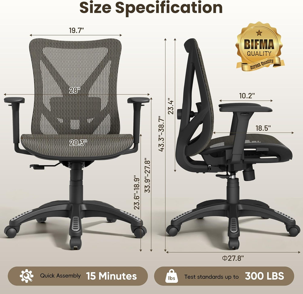 Ergonomic Office Chair, Mesh Computer Desk Chairs with BIFMA X5.1 Certified, ...