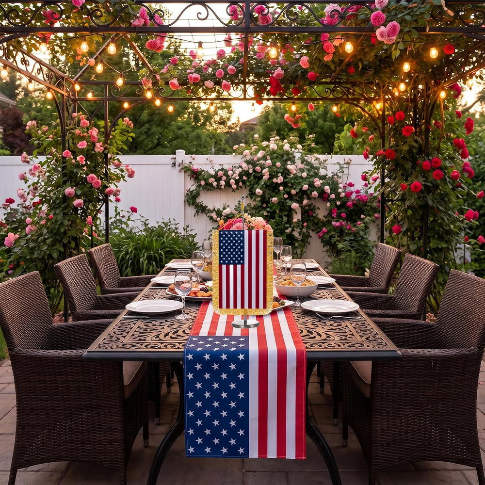 American Desktop Set with Fringe, US Desk Flags 7.5x10.5 Inch American USA Fl...