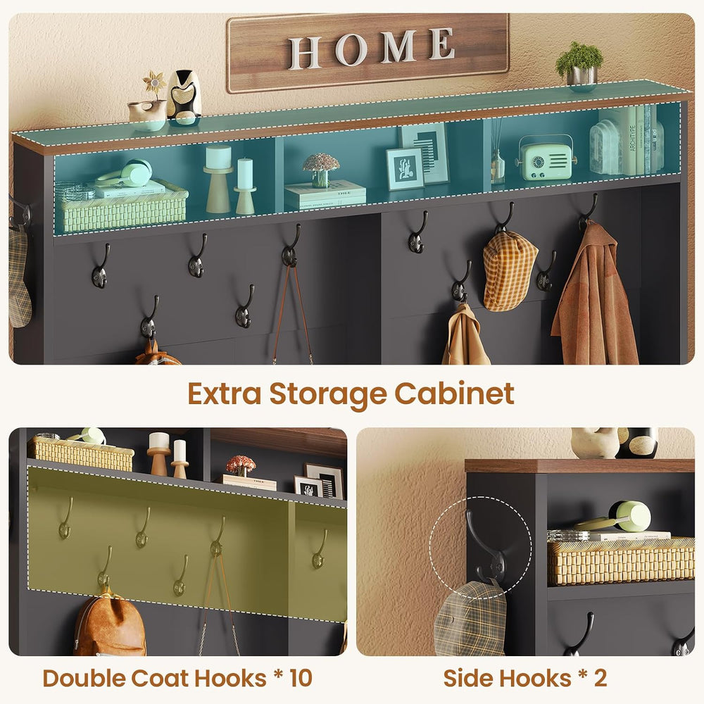 Itaar Hall Tree with Bench and Shoe Storage, 5-in-1 Entryway Bench with Coat ...