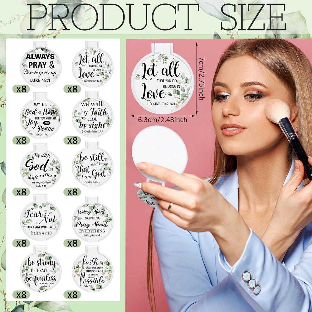 GlikCeil 80 Pcs Christian Compact Mirrors Bulk, Bible Verse Mini Gifts