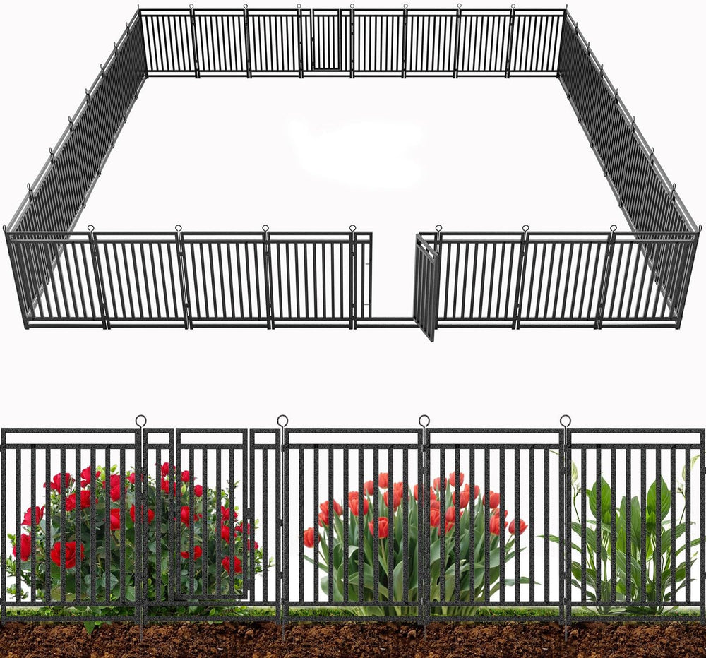 Decorative Garden Fence Large Dog Fence Outdoor for Yard, 72ft (L) × 40in (H)...