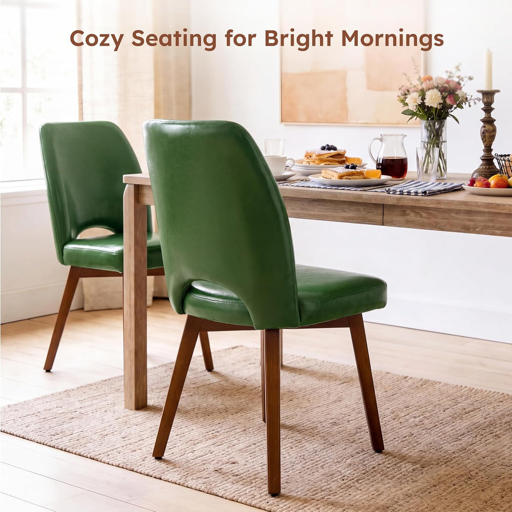 Dining Chairs Set of 6, Upholstered Kitchen Chairs, Dark Green