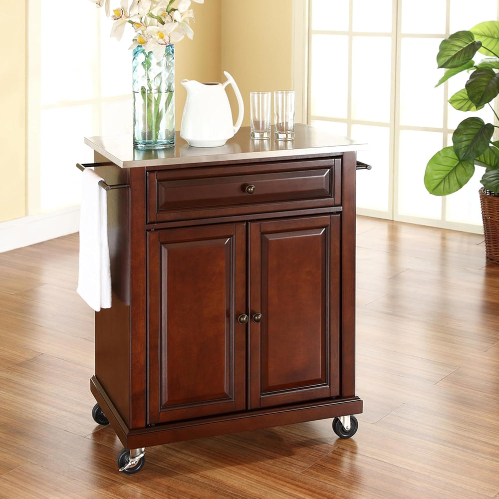 Crosley Furniture Compact Rolling Cart, Stainless Top