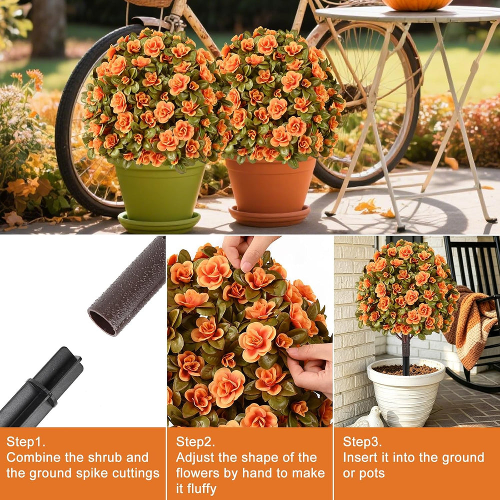 Waipfaru Artificial Mums for Outdoors, Fake Bushes Topiary Ball Fall Decor