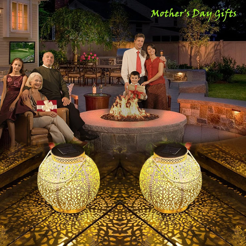 TAKE ME 2 Packs White Solar Lanterns Outdoor Waterproof Garden Laterns Metal ...