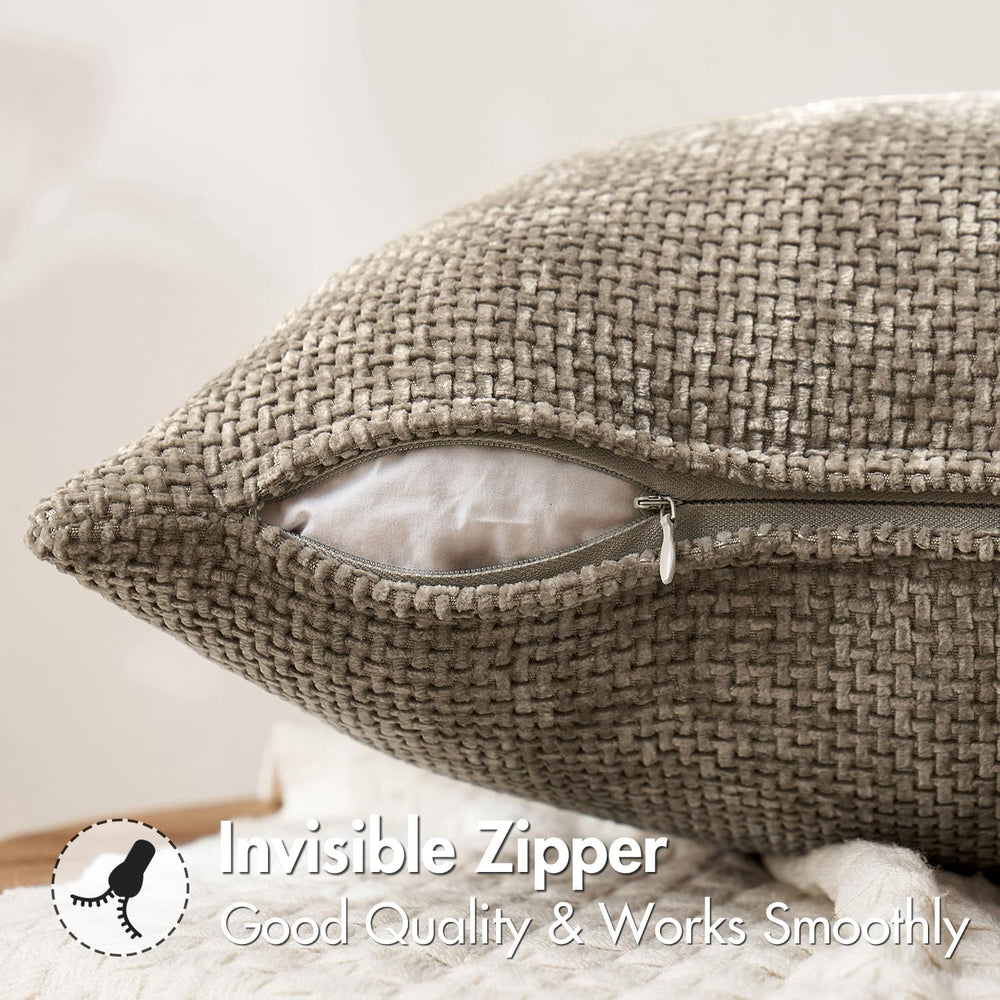 MIULEE Decorative Neutral Khaki Euro Sham Pillow Covers 26x26 Inch 2 Pack