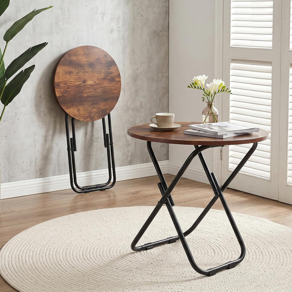 VECELO Patio Outdoor Side Table,17.7 inch Small Folding Table Round Waterproo...