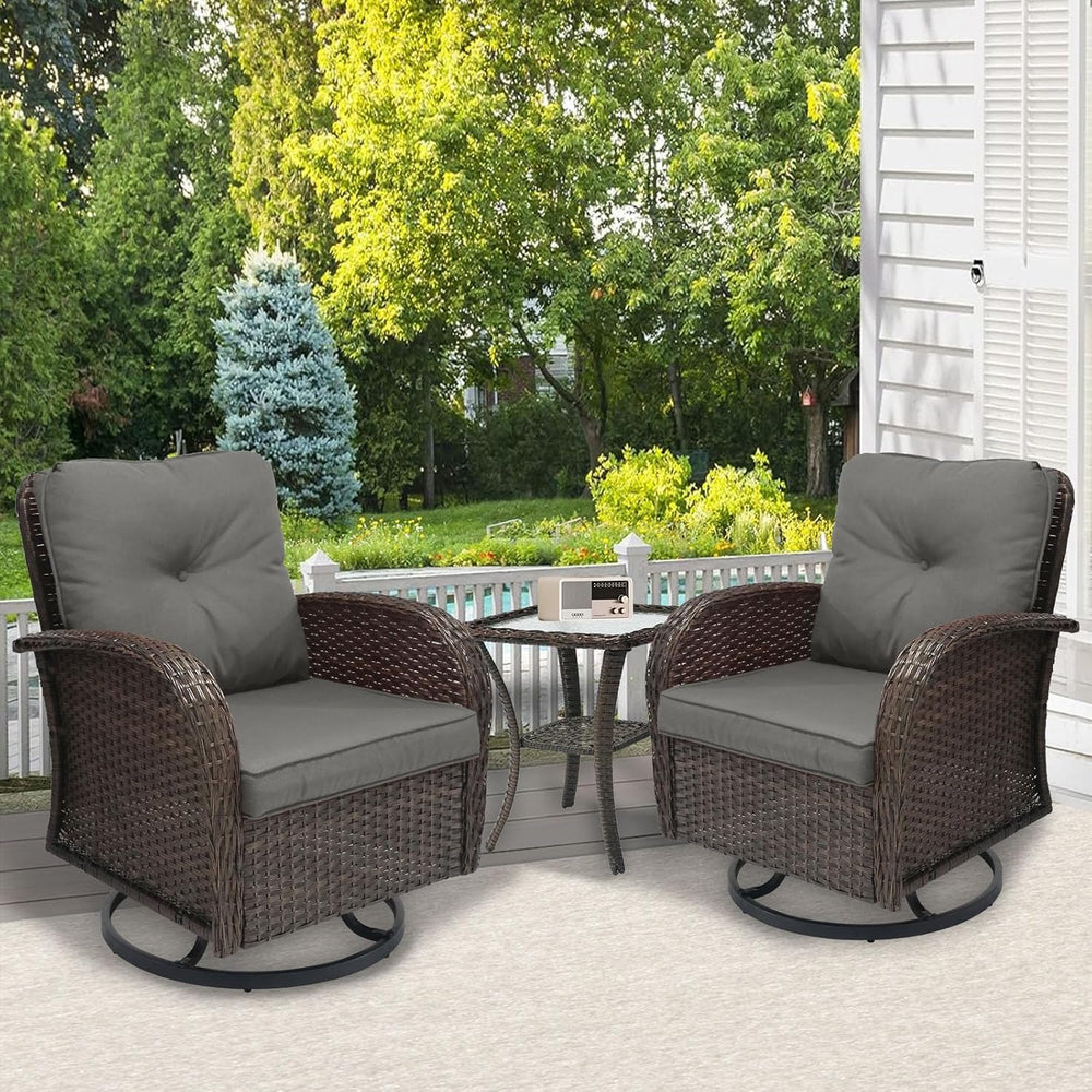 Patio Furniture Set 3 Pieces, Outdoor Swivel Glider Rocker Bistro Set