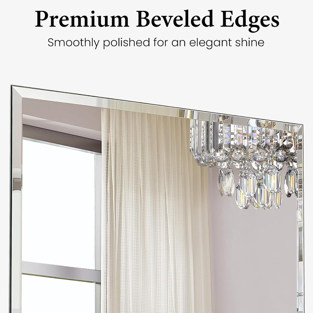 22"x30" Frameless Beveled Rectangular Bathroom Mirror for Over Sink