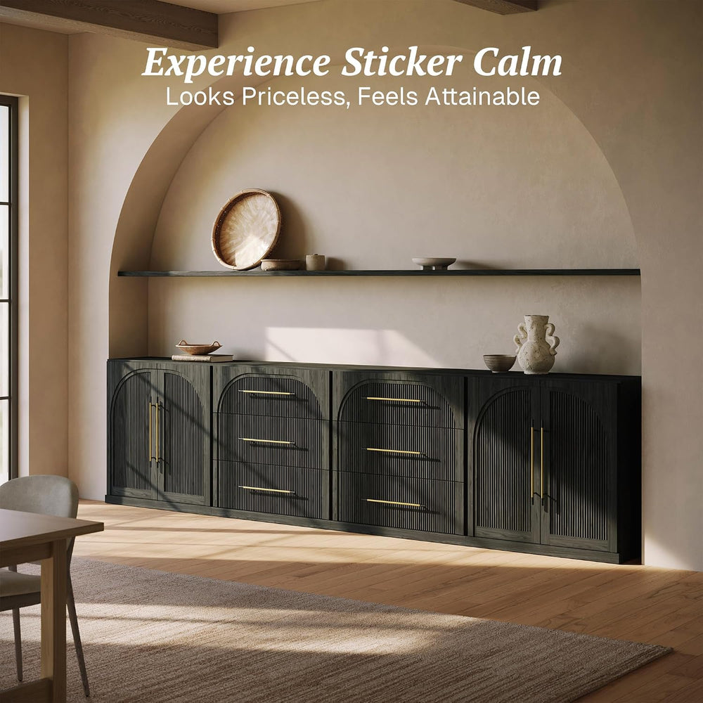 BELLEZE Jagger 4-Piece Modular Sideboard Buffet Cabinet - Ebony