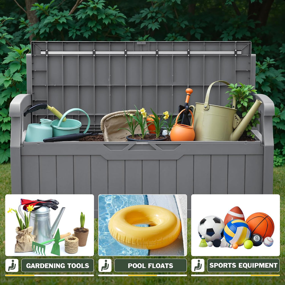 Flamaker 80 Gallon Storage Bench, Deck Box with Seat Waterproof All-Weather