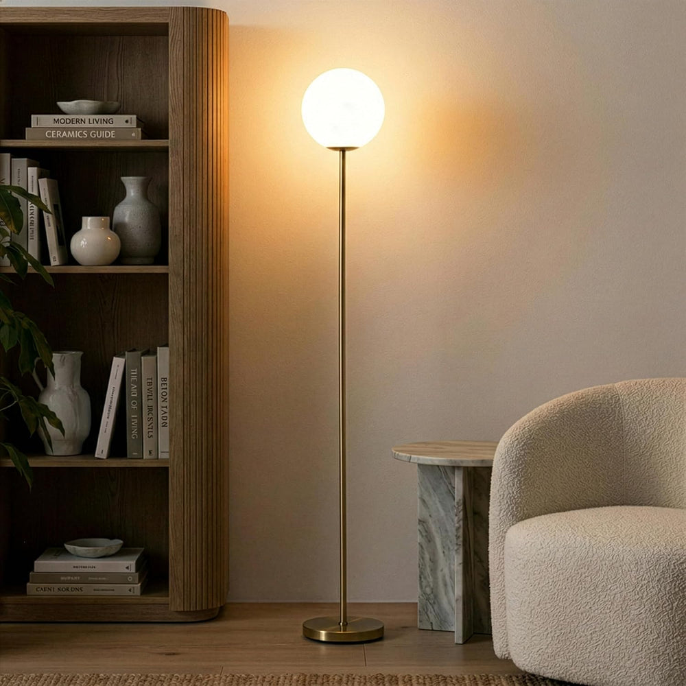 Brightech Luna LED Floor lamp, Modern Lamp for Living Rooms & Offices, Gr...