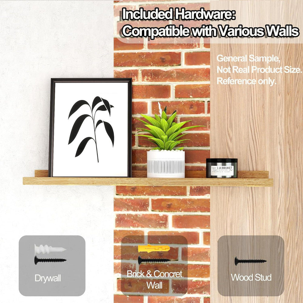 Oak Floating Shelves for Wall Decor, 32 in Shelf with Lip, 2 Set