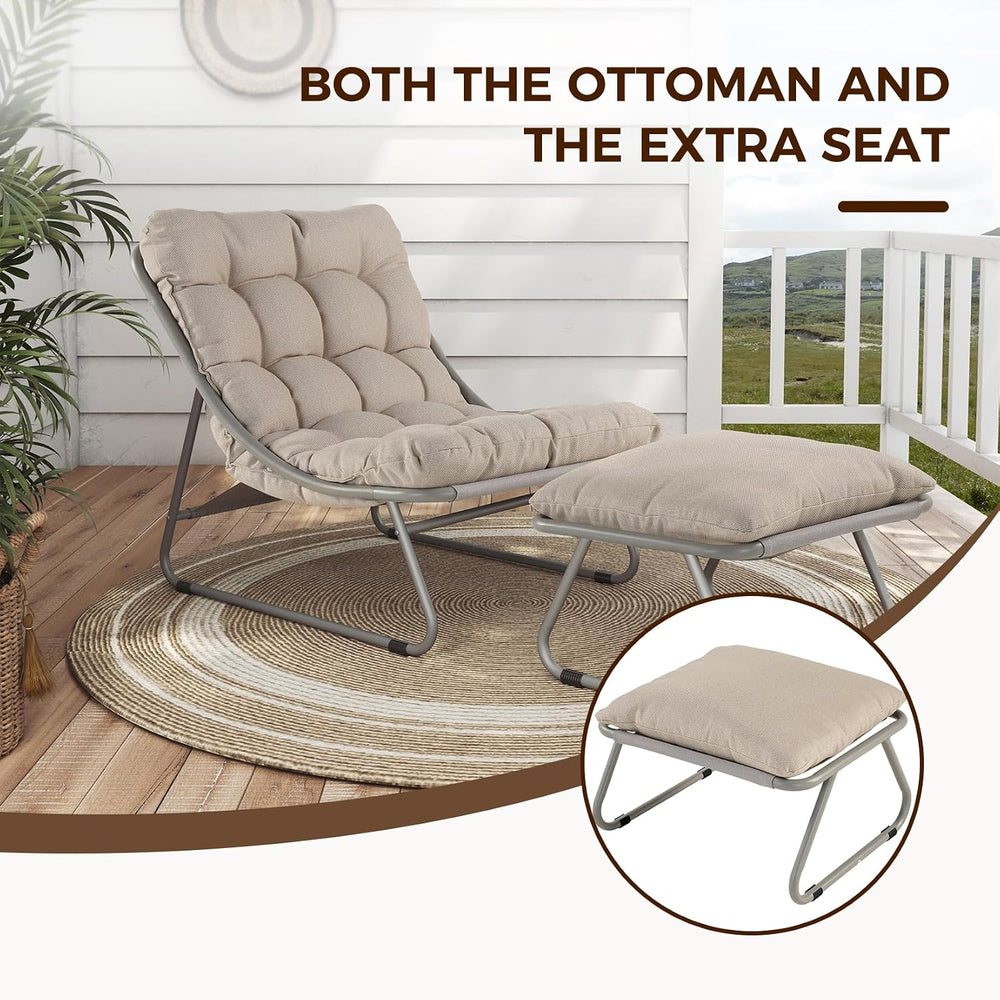 Grand patio Outdoor Lounge Chair with Footrest & Cushion, Champagne Gray