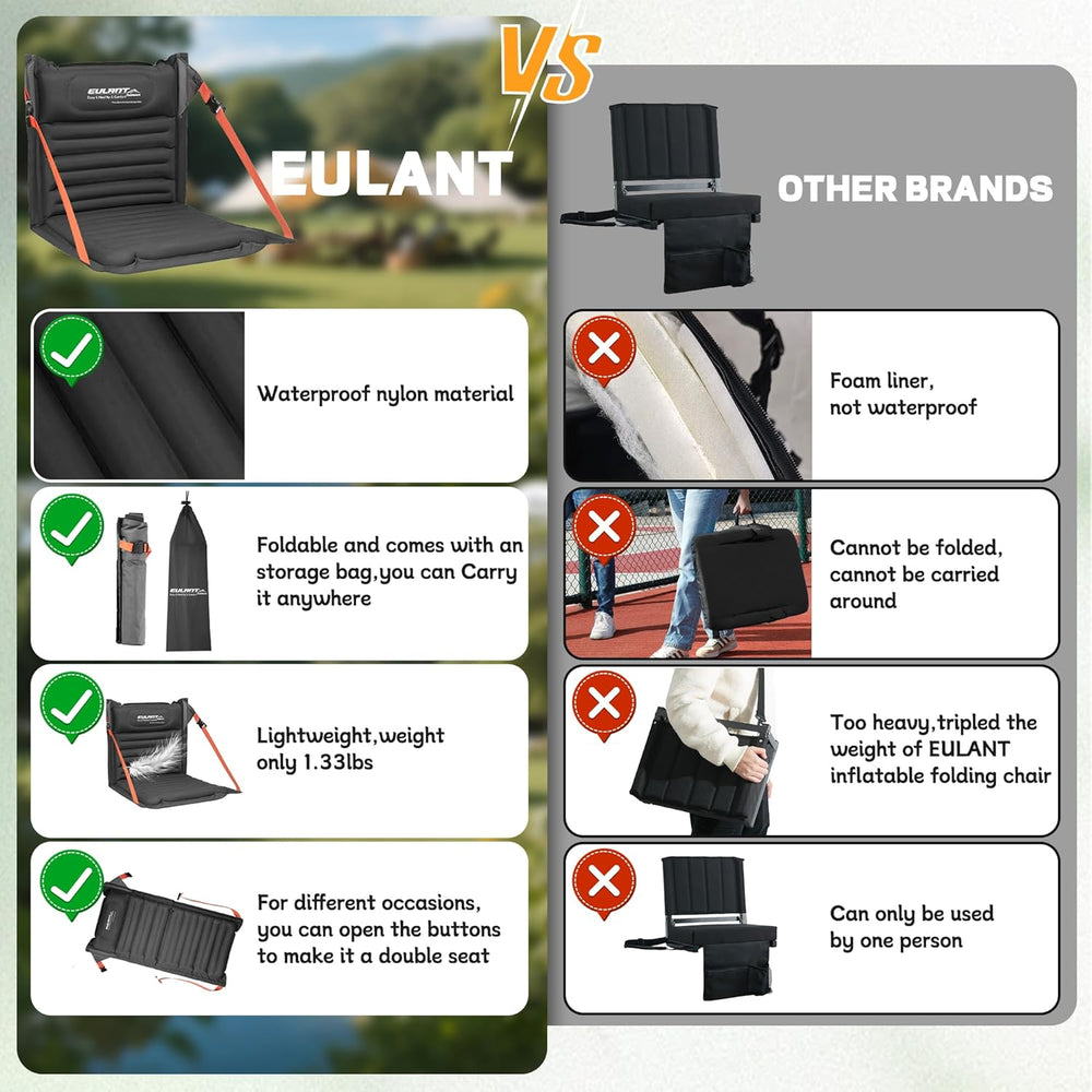Inflatable Folding Seats for Camping,Portable Stadium Seats w/Back Support