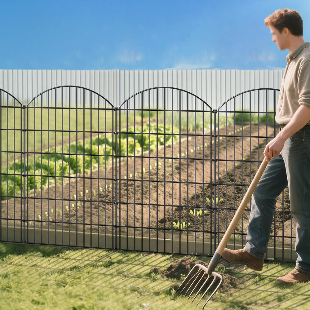 Metal Garden Fence 48 in x 20.3 ft, Tall Outdoor Dog Fence Panel for Yard