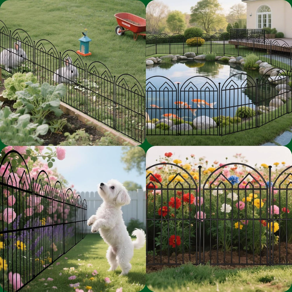 Decorative Garden Fence 17in x 10.8ft (10 Panels), Rustproof Metal No Dig Arc...