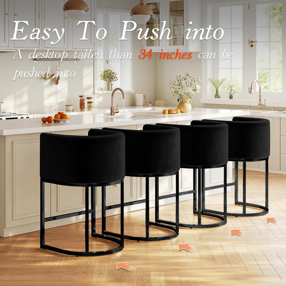 Modern Counter Height Bar Stools,Bar Stools Set of 2,Velvet Fabric Upholstere...