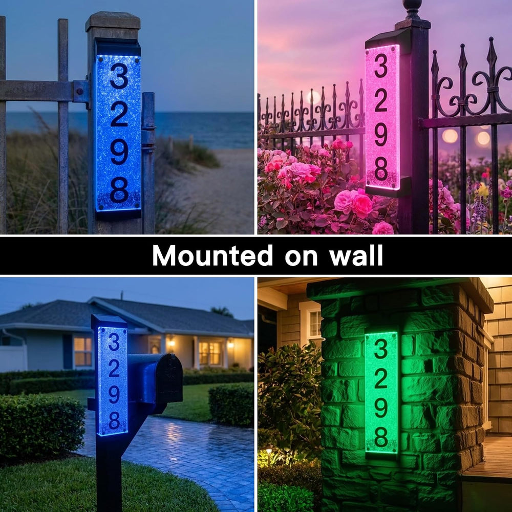 Solar Address Numbers for House, Address Signs for Yard with Stake