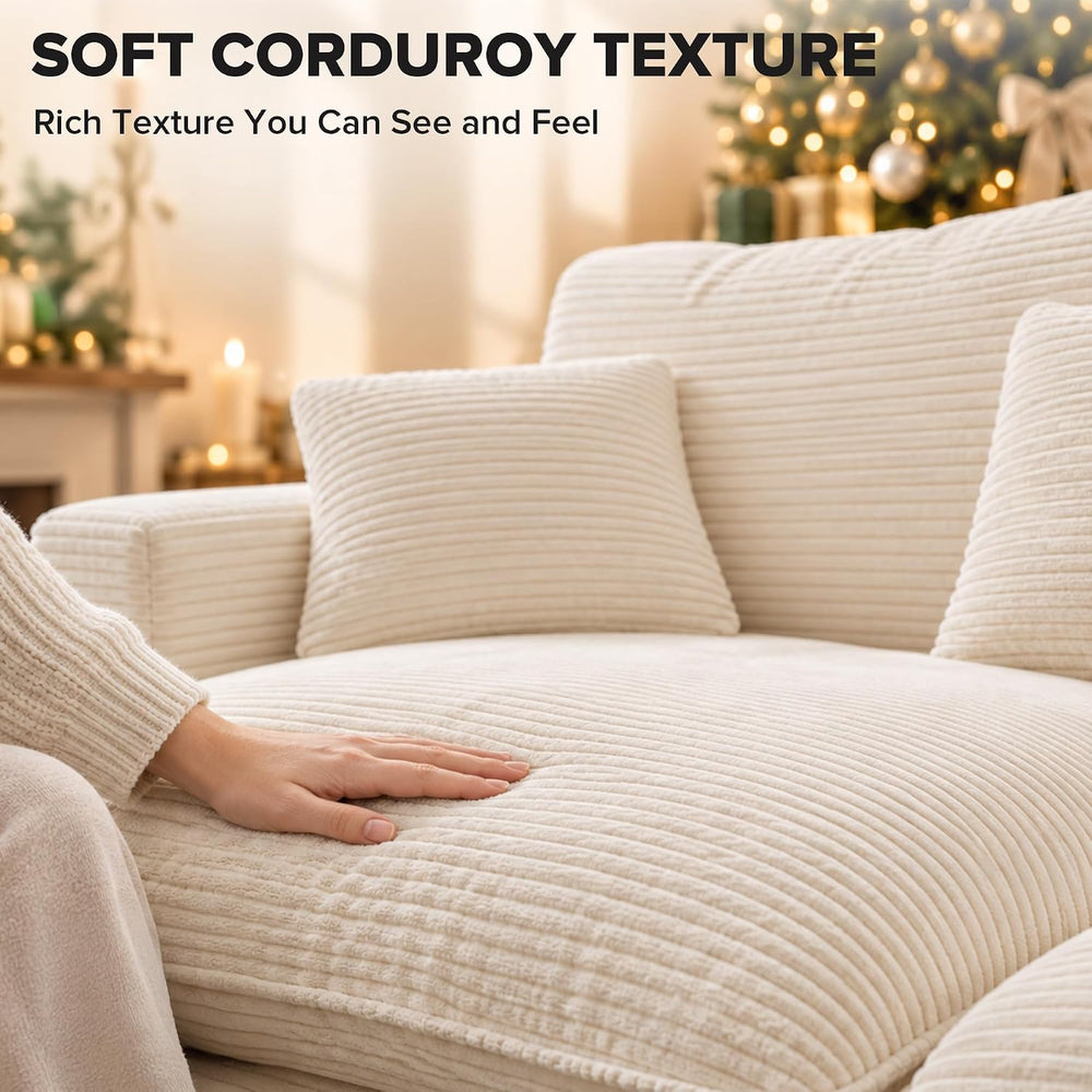 U Shaped Modular Sectional Sofa, 107" Cloud Couch with 2 Movable Ottomans