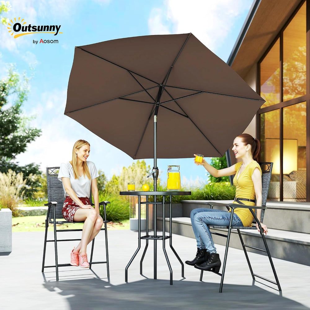 Outsunny 4 Piece Outdoor Patio Dining Furniture Set, 2 Folding Chairs, Adjust...