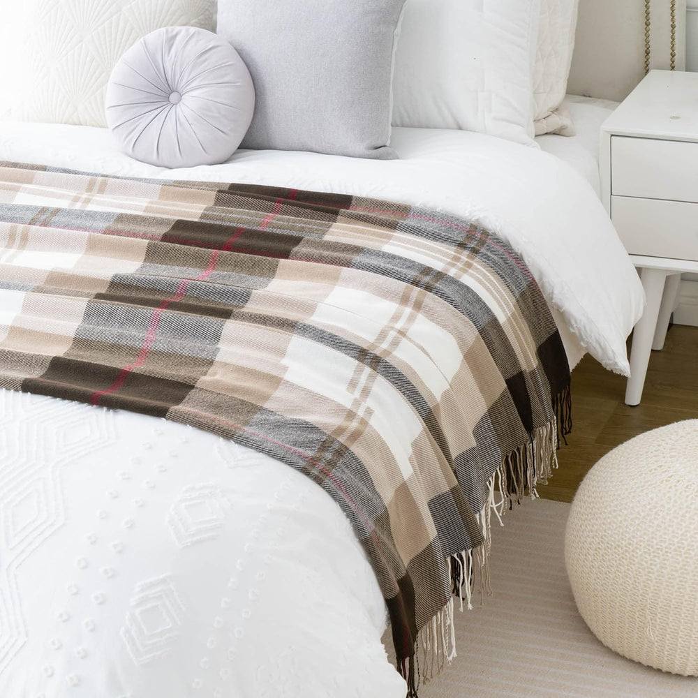 Brown Plaid Throw Blanket for Couch, Fall Buffalo Plaid Blanket 50"x60&q...