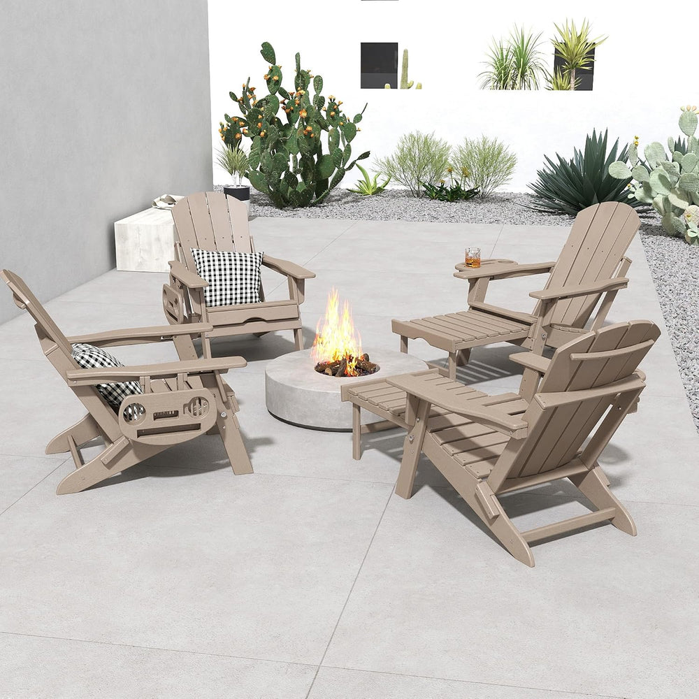 FOOWIN Folding Adjustable Adirondack Chair with Ottoman Set of 2