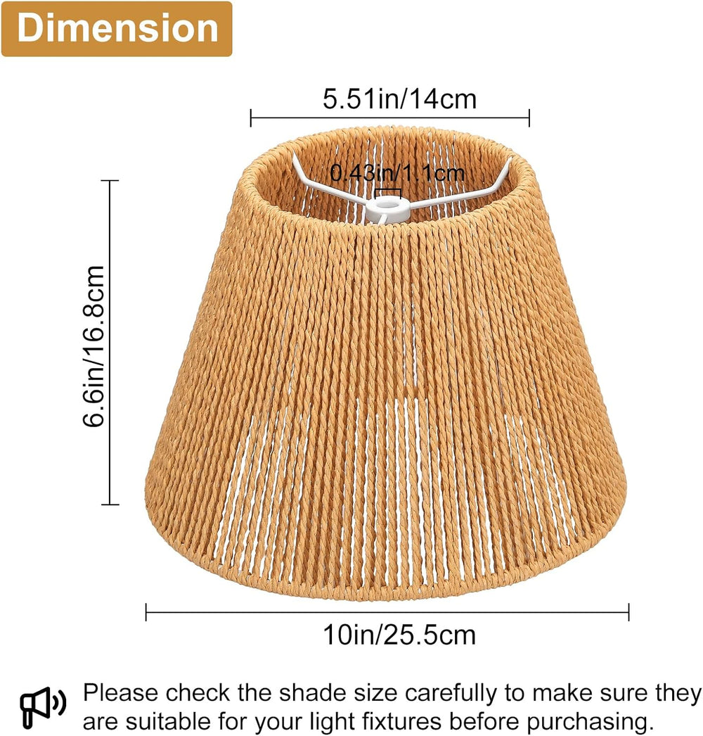 Small Rattan Lamp Shades Set of 2, Boho Lamp Shades for Table Lamps, 5.5"...