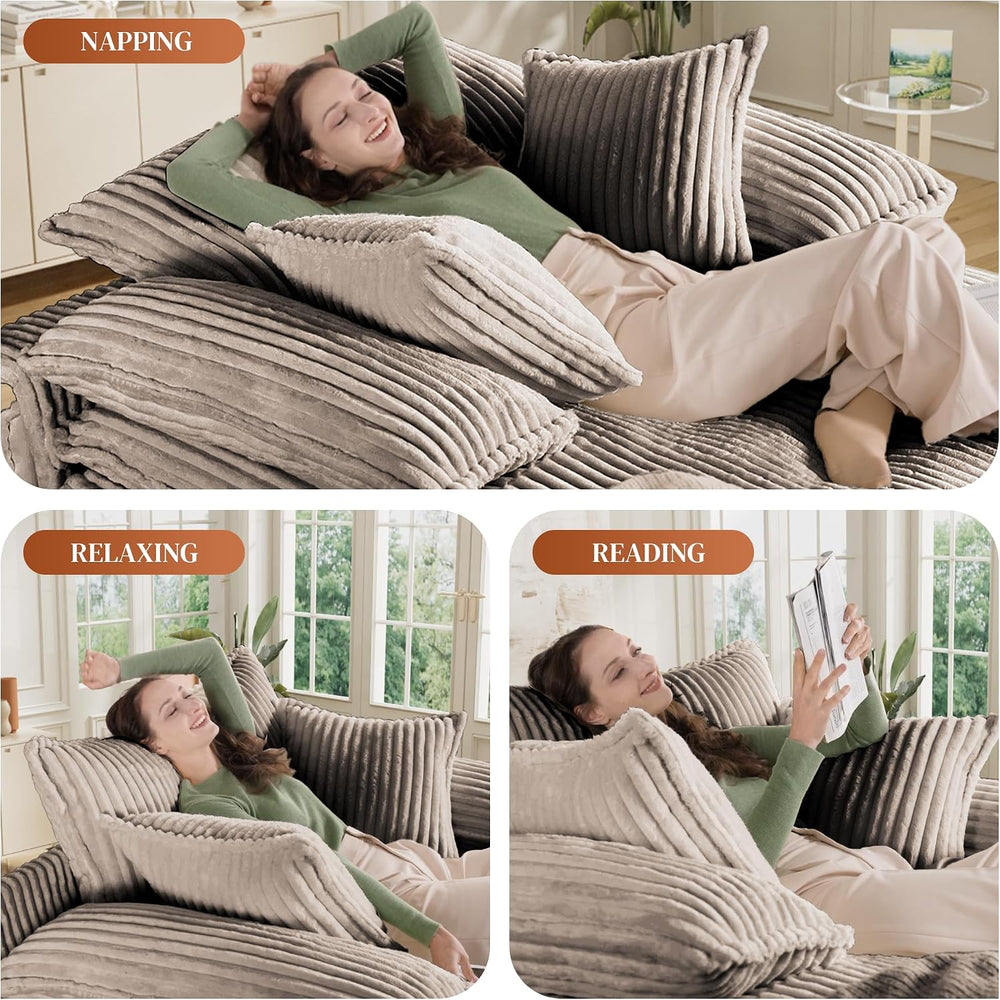 55"W Oversized Chaise Lounge Chair Indoor with Adjustable Backrest,Camel
