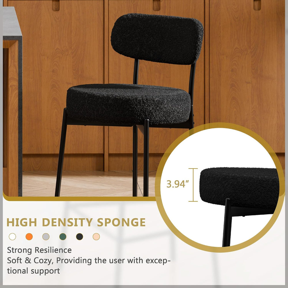 DYHOME Bar Stools Set of 2, Black 24 Inch Boucle Upholstered Counter Stools