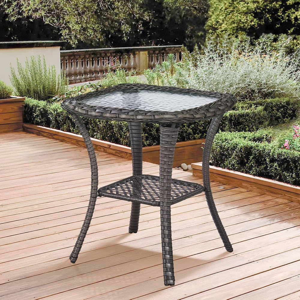Patio Loveseat Glider Set, Resin Wicker Loveseat Glider with 2 Swivel Patio C...
