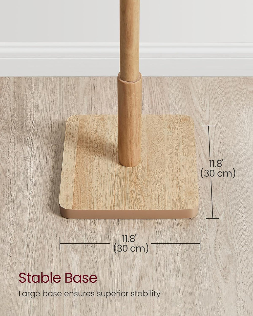 VASAGLE Solid Wood Coat Rack, Free Standing, 8 Hooks, 3 Height Options