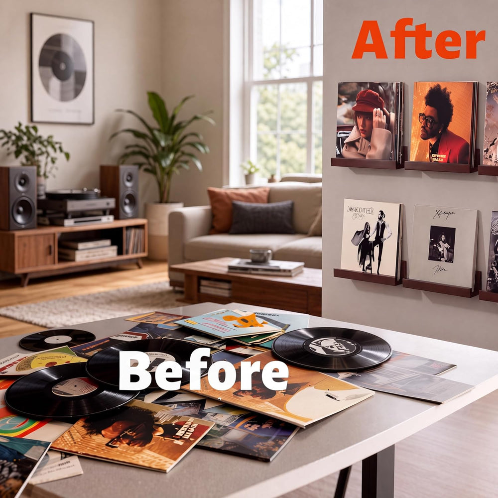 Vinyl Record Holder Wall Mount, Large Record Shelf for Storage & Display