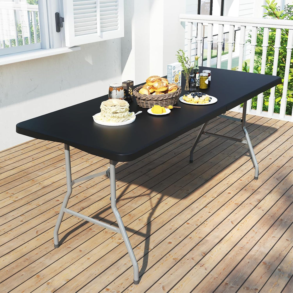 6FT Folding Tables for Camping Party Picnic, Dinning, School, Black